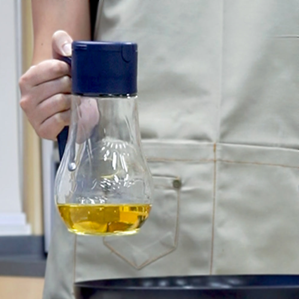 自動開合防塵 防漏玻璃油壺/醋瓶 550ML 午夜藍